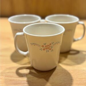 Vintage Corningware Floral Patterned Ceramic Mugs - Set of 3